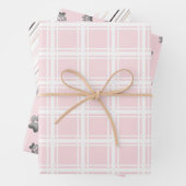 Katzenpflaster auf Rosa, Streifen und Plate Geschenkpapier Set (Beispiel)