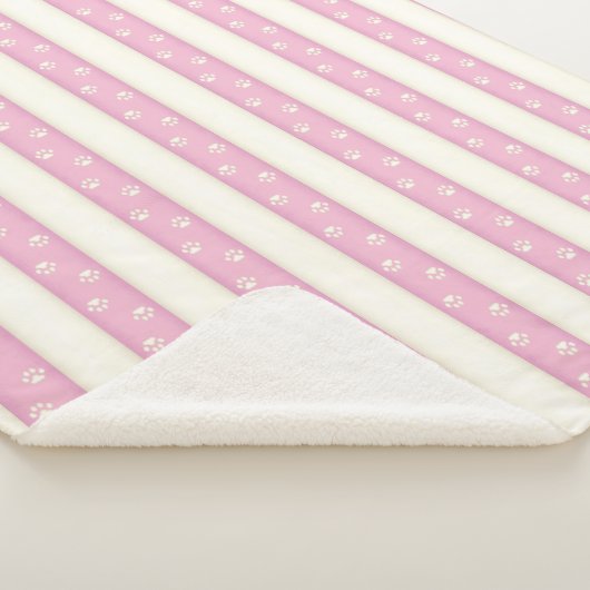 Katzenpflaster Drucke Rosa und antike weiße Streif Sherpadecke (3/4)