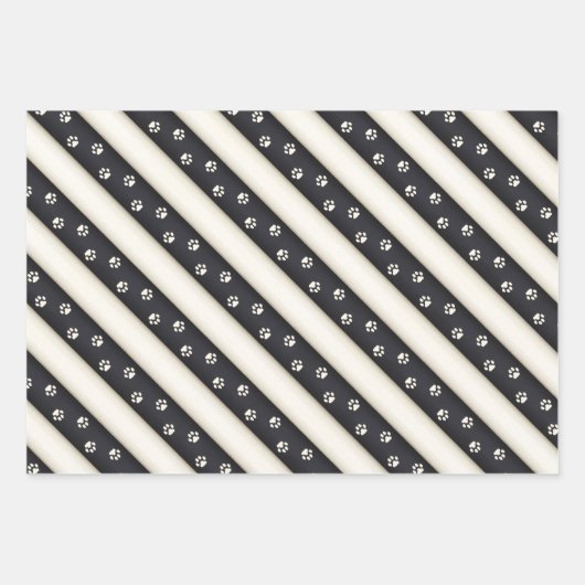 Katzenpflaster druckt schwarze und antike weiße St Geschenkpapier Set (Vorderseite 3)