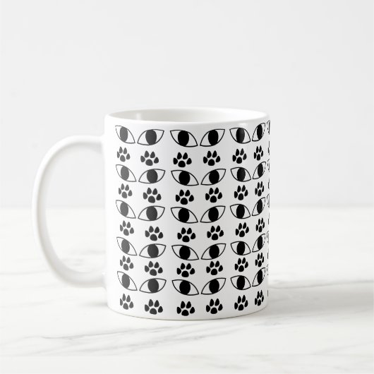Katzenpflaster Schwarzweiß drucken Kaffeetasse (Links)