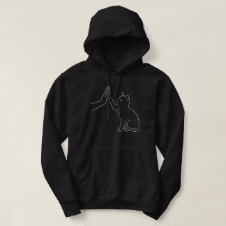 Katzenpfote High Five Linienkunst Schwarz-Tierlieb Hoodie