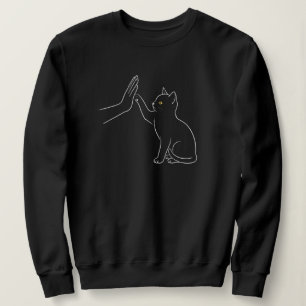 Katzenpfote High Five Linienkunst Schwarz-Tierlieb Sweatshirt