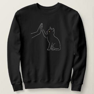 Katzenpfote High Five Linienkunst Schwarz-Tierlieb Sweatshirt