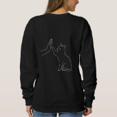 Katzenpfote High Five Linienkunst Schwarz-Tierlieb Sweatshirt (Rückseite)