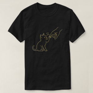 Katzenpfote High Five Linienkunst Schwarz-Tierlieb T-Shirt