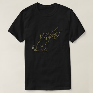 Katzenpfote High Five Linienkunst Schwarz-Tierlieb T-Shirt