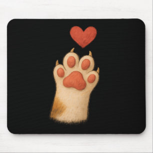Katzenpfoten-Herz - Süße Zeichnung Haustier und Li Mousepad