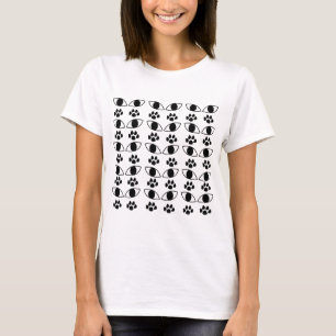 Katzenpfotenabdruck Schwarz und Weiß T-Shirt