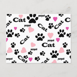 Katzenpfotenabdrücke Einladungspostkarte