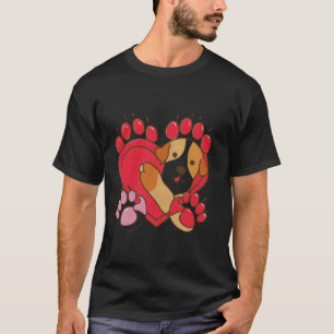 Katzenpfotenabdrücke Herz für Valentinstag und Kat T-Shirt