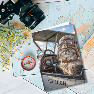 Katzenpilot & Flugzeug, Cooler Lustiger Flug Gebur Karte