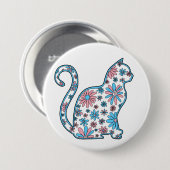 Katzenpink-blaue Blume Transgender-Stolz Button (Vorne & Hinten)