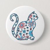 Katzenpink-blaue Blume Transgender-Stolz Button (Vorderseite)