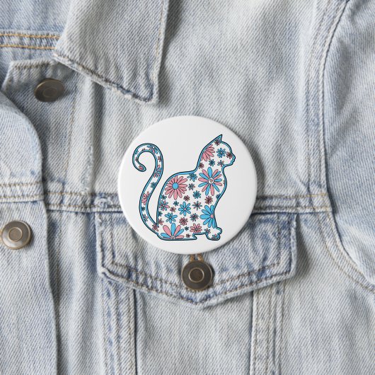 Katzenpink-blaue Blume Transgender-Stolz Button (Beispiel)