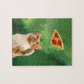 Katzenpizza im Weltraum Nebula Grüne Galaxie Puzzle (Horizontal)
