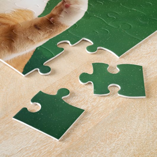 Katzenpizza im Weltraum Nebula Grüne Galaxie Puzzle (Seite)