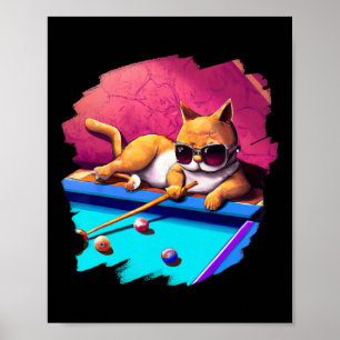 Katzenpool Billard in Lounge Cooles Sonnenbad Poster