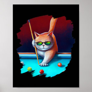 Katzenpool Billard in Lounge Cooles Sonnenbad Poster