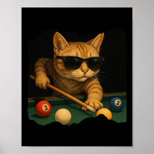 Katzenpool Billard in Lounge Cooles Sonnenbad Poster