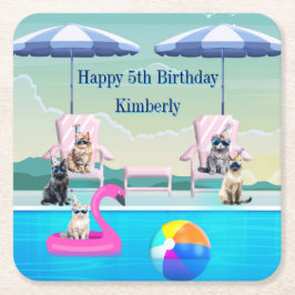 Katzenpool-Party Rechteckiger Pappuntersetzer