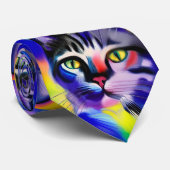 Katzenportrait Krawatte (Gerollt)