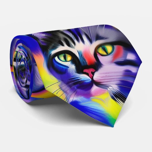 Katzenportrait Krawatte (Gerollt)