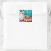Katzenportrait Quadratischer Aufkleber (Tasche)