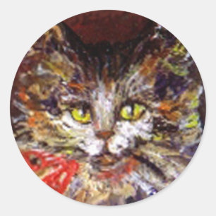 KATZENPORTRAIT RUNDER AUFKLEBER