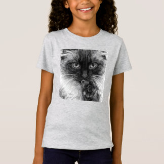 Katzenporträt Bleistiftskizze Jugend Fine Jersey T-Shirt