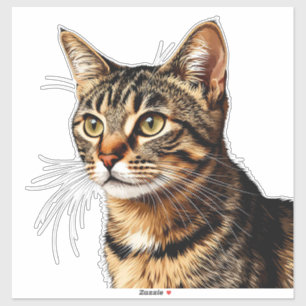 Katzenporträt: gestreifte Tabby mit goldenen Augen Aufkleber