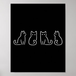 Katzenposen Katzenliebhaber Minimalistische Kunst  Poster