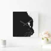 Katzenprofil Quadratische Wanduhr (Zuhause)
