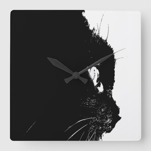 Katzenprofil Quadratische Wanduhr (Vorderseite)