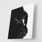 Katzenprofil Quadratische Wanduhr (Winkel)