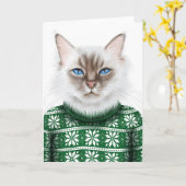 Katzenpullover Karte (Gelbe Blume)