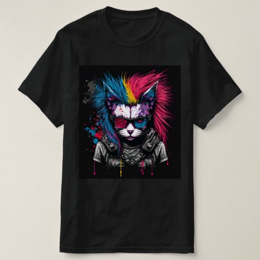 Katzenpunk farbig T-Shirt (Design vorne)