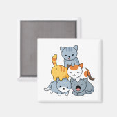 Katzenpyramide - Gruppe von Katzen Magnet (Vorderseite/Rückseite)