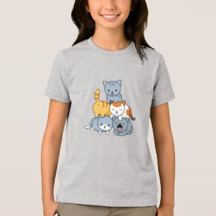 Katzenpyramide - Gruppe von Katzen Tri-Blend Shirt