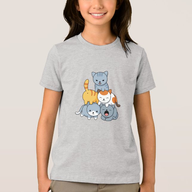 Katzenpyramide - Gruppe von Katzen Tri-Blend Shirt (Vorderseite)