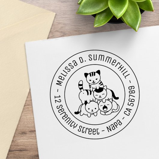 Katzenpyramide Runde Adresse Gummistempel