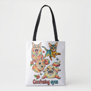 Katzenquartett, süße Katze PNG Lustige Katzenliebh Tasche