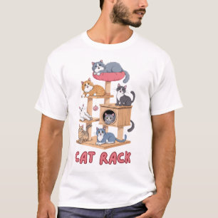 Katzenrack mehrere Katzen auf Katzenbaum T-Shirt