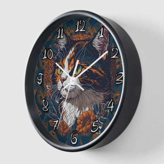 Katzenrasse - Calico Cat Uhr (Winkel)