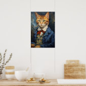 Katzenrauchen Tabakpfeifenkunstdruck, Katzenmalere Poster (Küche)