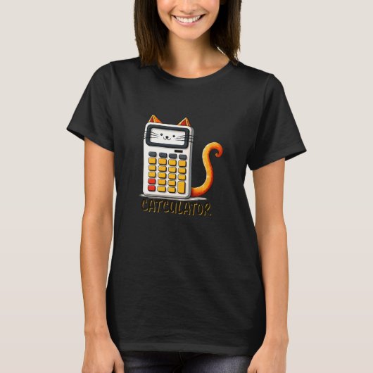 Katzenrechner Lustiges Väterchenwitz-Design T-Shirt (Vorderseite)