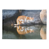 Katzenreflektion im Foto des Teichwassers - Kissenbezug (Rückseite)
