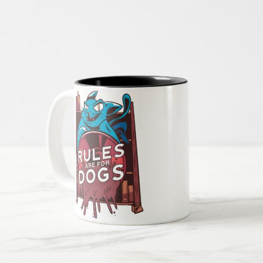 Katzenregel Zweifarbige Tasse (Vorderseite Links)