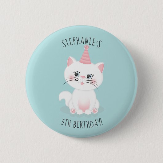 Katzenregen Geburtstag Button (Vorderseite)
