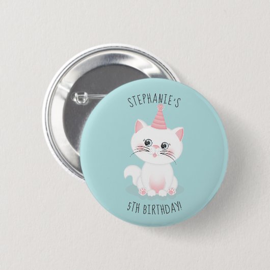 Katzenregen Geburtstag Button (Vorne & Hinten)