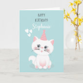 Katzenregen Geburtstag Karte (Gelbe Blume)